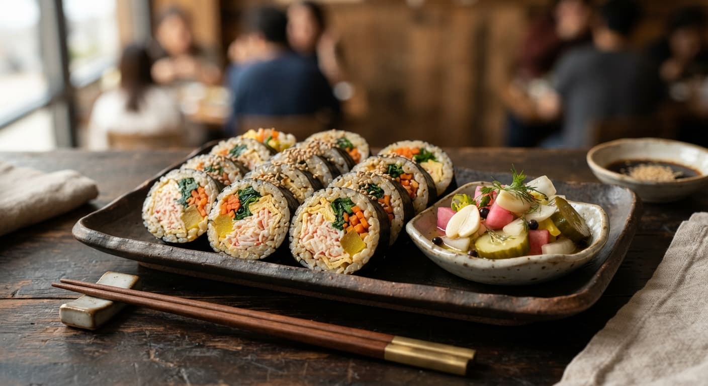 Imitation Crab Gimbap with Homemade Pickles