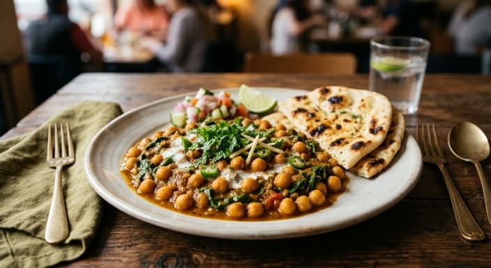 Indian Chickpea & Spinach Breakfast Curry (Quick)