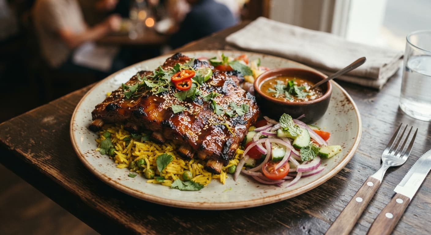 Indian Curry‑Infused Teriyaki Ribs