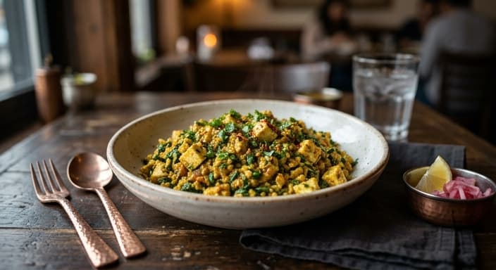 Indian Masala Spinach Paneer-Style Egg Bhurji (Low-Carb)