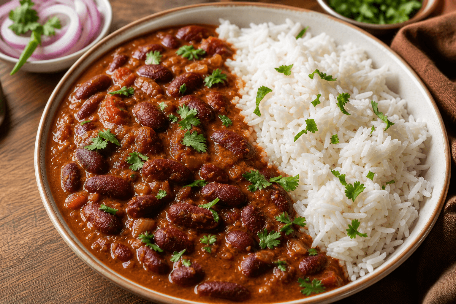 Indian Rajma (Kidney Beans) with Steamed Rice