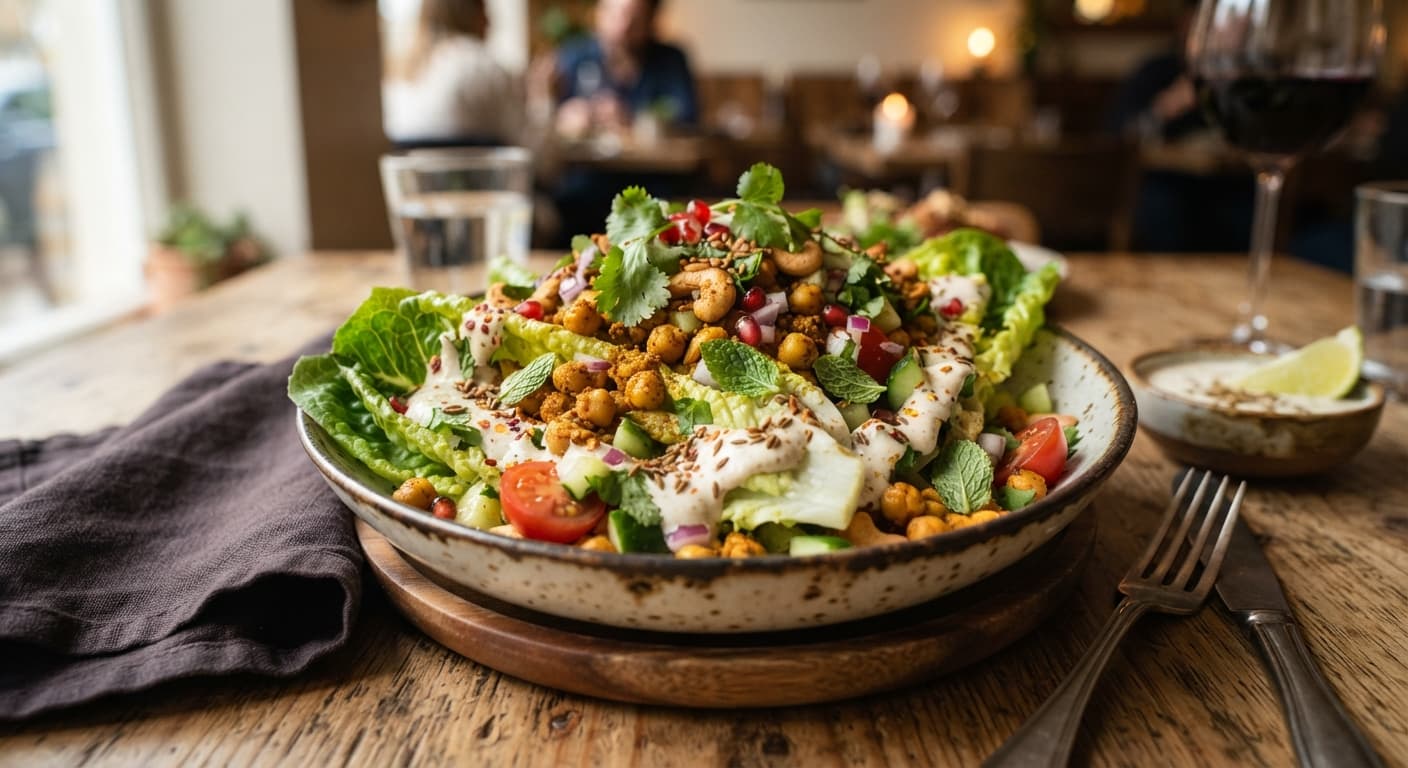 Indian-Spiced Brazilian Lettuce Salad with Cumin‑Yogurt Drizzle