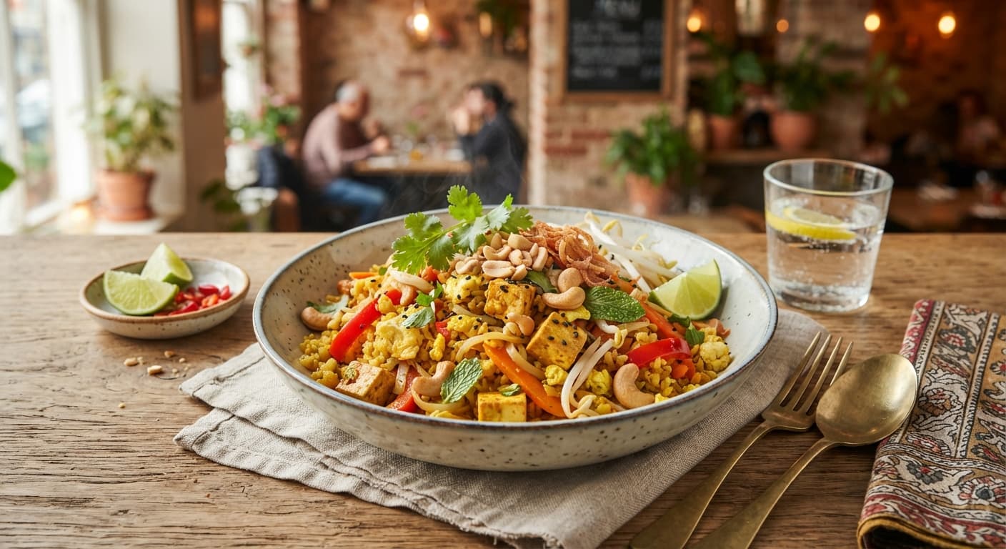Indian‑Spiced Pad Thai with Cauliflower Rice‑Noodle Mix