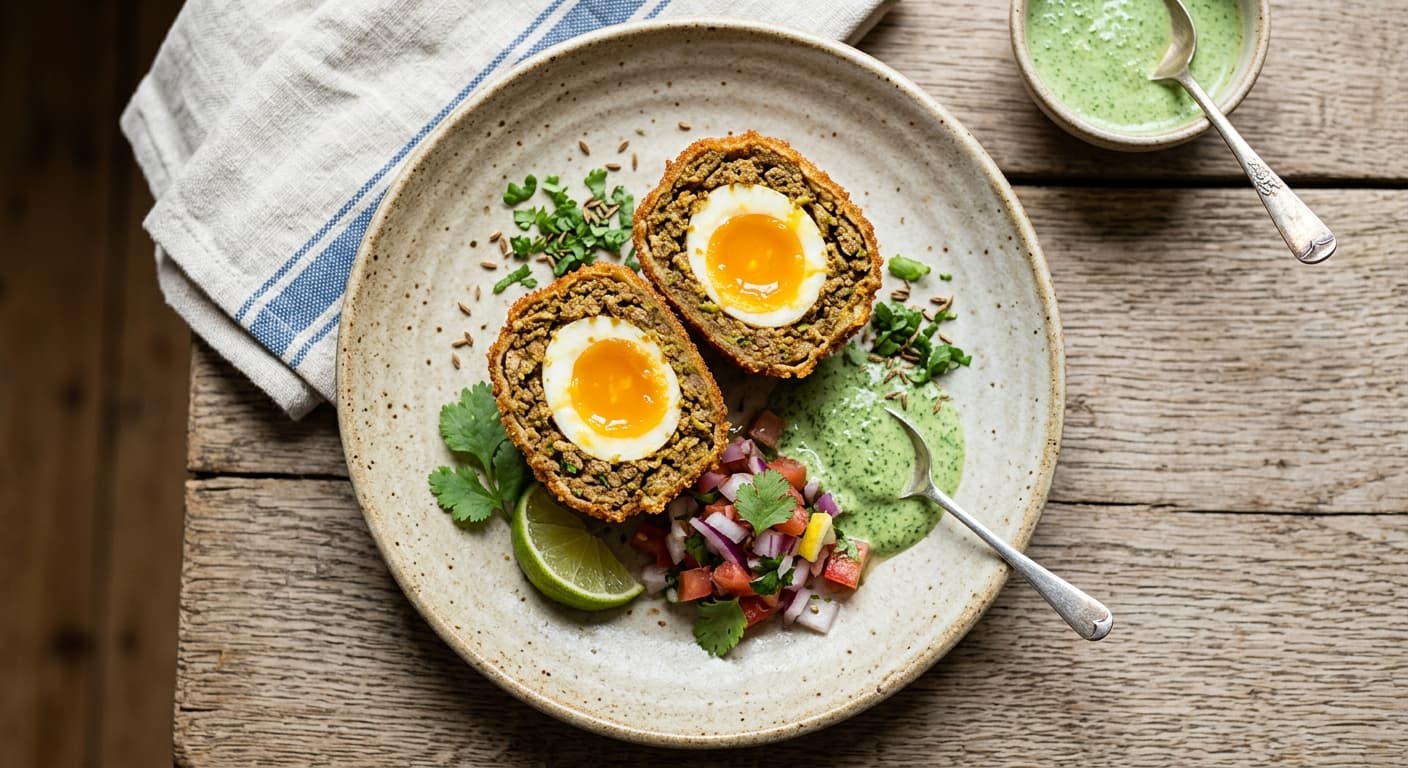 Indian Spiced Scotch Eggs with Lamb Keema