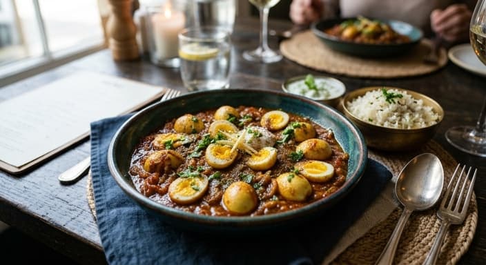 Indian Spiced Tomato Quail Eggs (Egg Curry, Low-Carb)