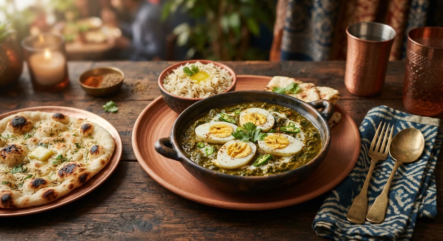 Indian‑Style Egg Curry with Spinach