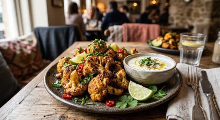Indian Tandoori-Spiced Cauliflower ‘Wings’ with Yogurt Dip