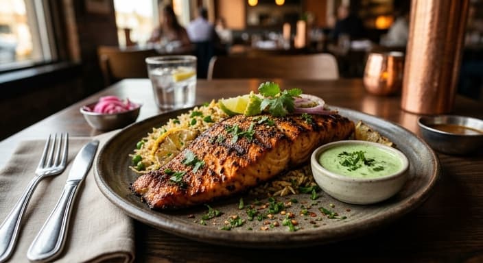 Indian Tandoori-Spiced Grilled Red Drum with Mint Yogurt