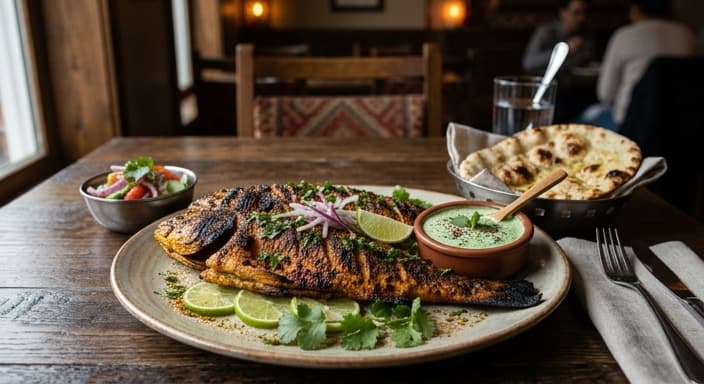 Indian Tandoori-Spiced Grilled Red Drum with Mint Yogurt (No Sugar)