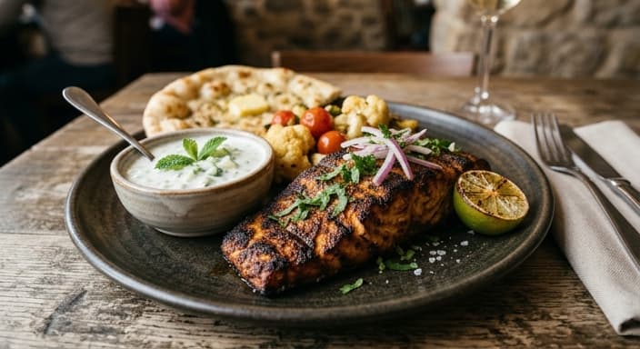 Indian Tandoori-Spiced Red Drum with Cucumber Raita (No Sugar)