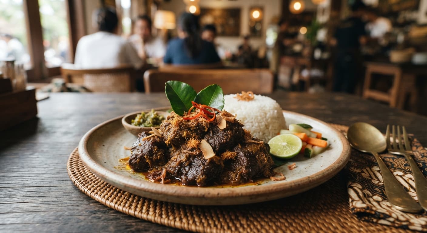 Indonesian Beef Rendang with Coconut Milk and Kaffir Lime