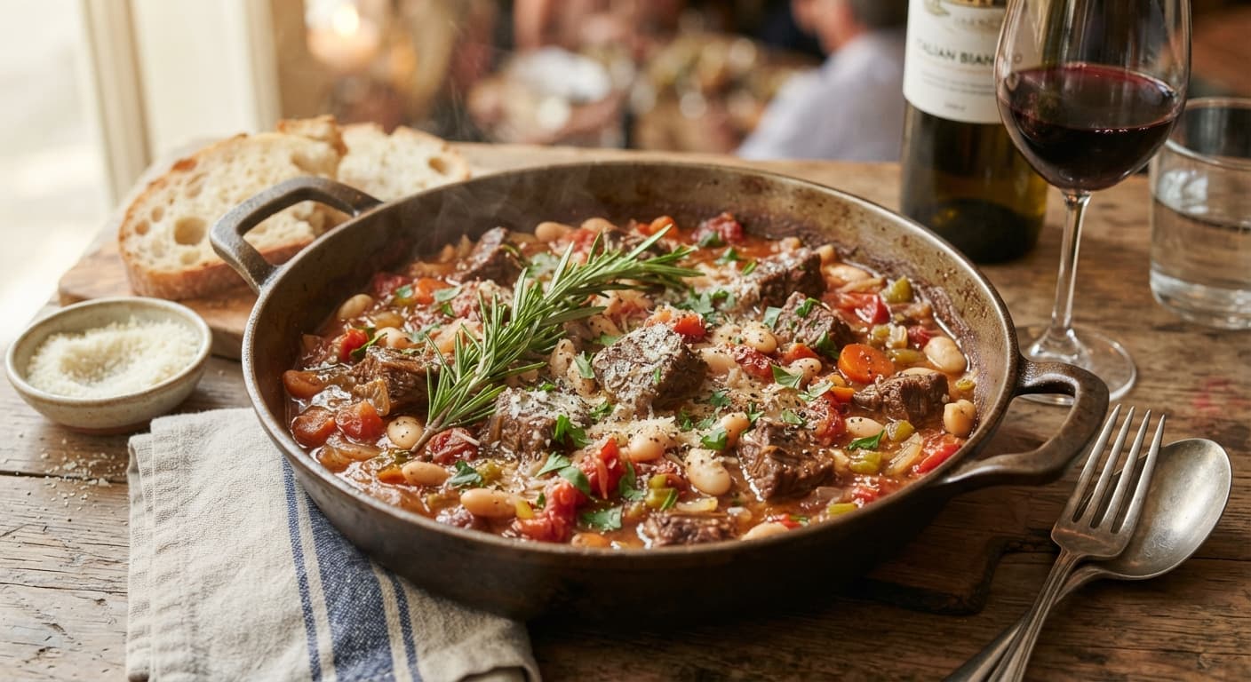 Italian Beef and White Bean Skillet with Rosemary