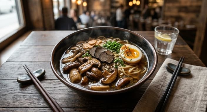 Italian Mushroom Ramen Bowl with Truffle-Style Oil