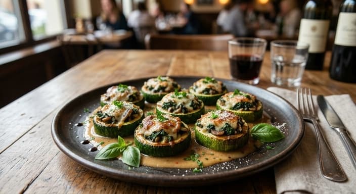 Italian Spinach & Mushroom Stuffed Zucchini Rounds