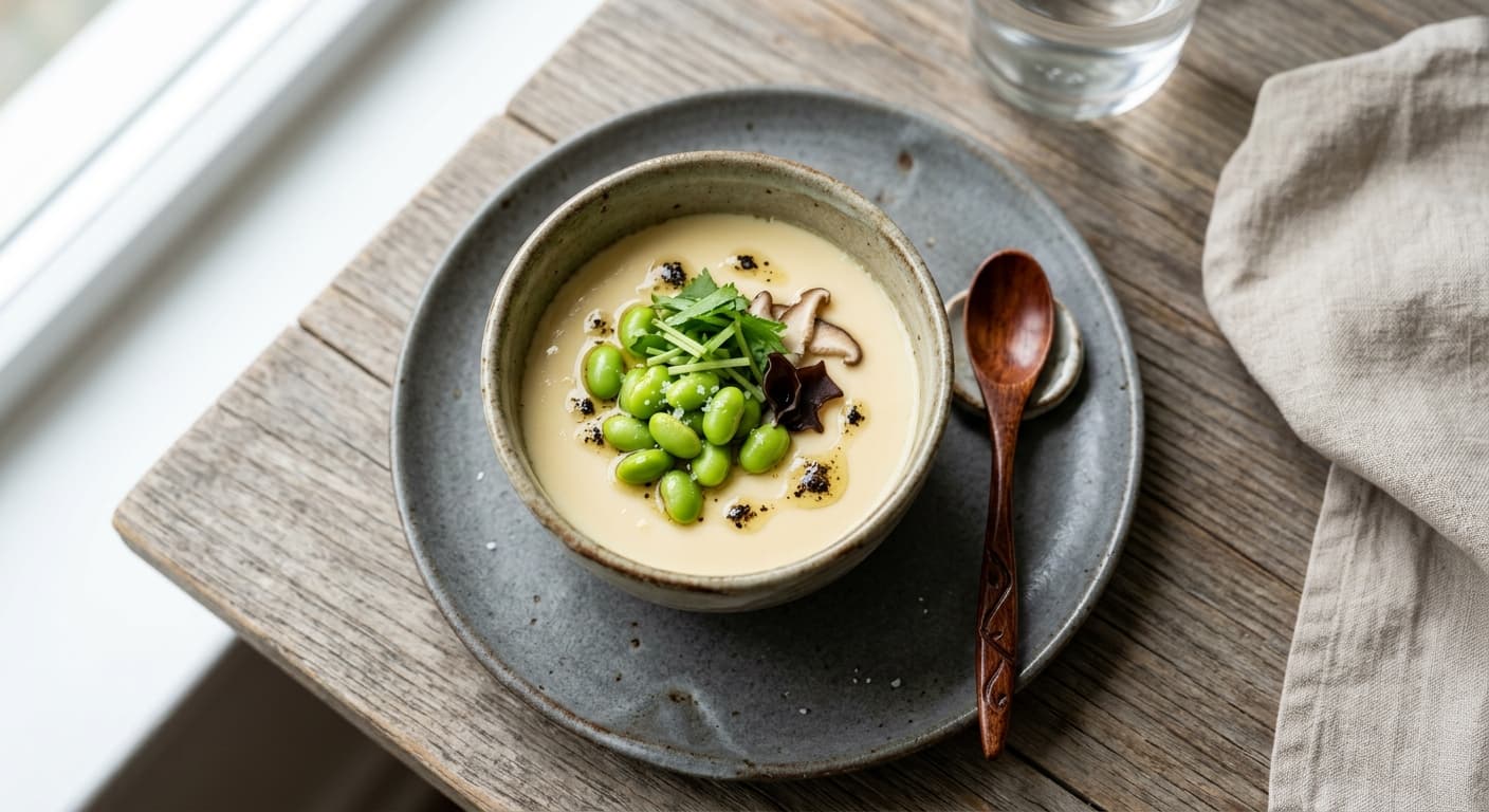 Japanese Chawanmushi with Truffled Edamame