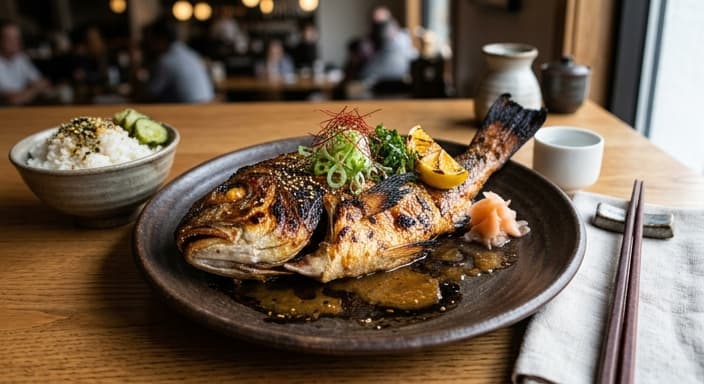 Japanese Miso-Butter Charred Red Drum Half Shell