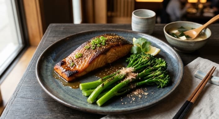 Japanese Miso-Butter Salmon with Speedy Broccolini