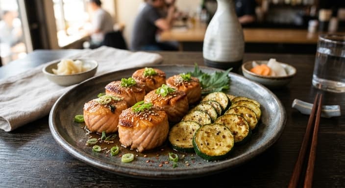 Japanese Miso-Butter Salmon Zucchini Coins
