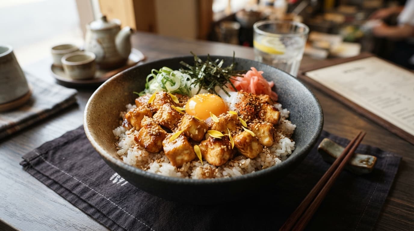 Japanese Miso-Glazed Cottage Cheese Donburi
