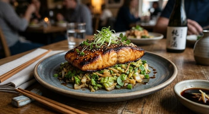 Japanese Miso-Glazed Red Drum with Ginger-Shoyu Cabbage
