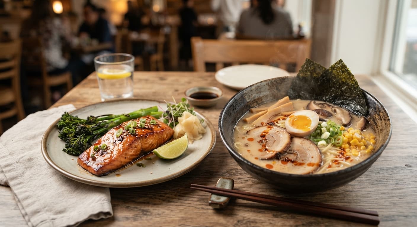 Japanese Miso‑Glazed Salmon with Almond Milk Ramen
