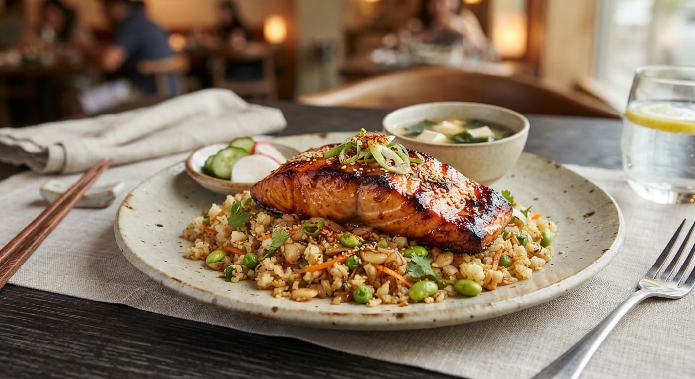 Japanese Miso‑Glazed Salmon with Cauliflower Rice