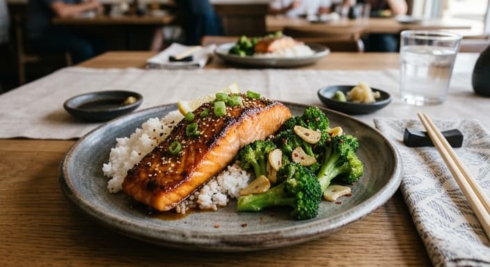 Japanese Miso Salmon with Garlicky Broccoli