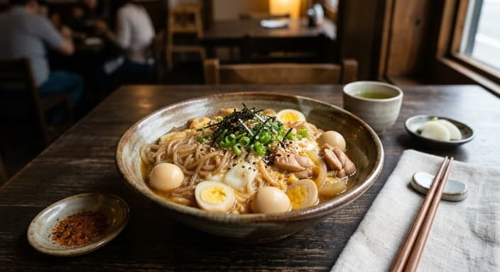 Japanese Oyakodon-Style Quail Eggs with Konjac Noodles
