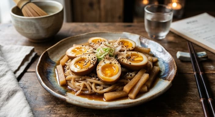 Japanese Shoyu-Style Jammy Quail Eggs with Daikon