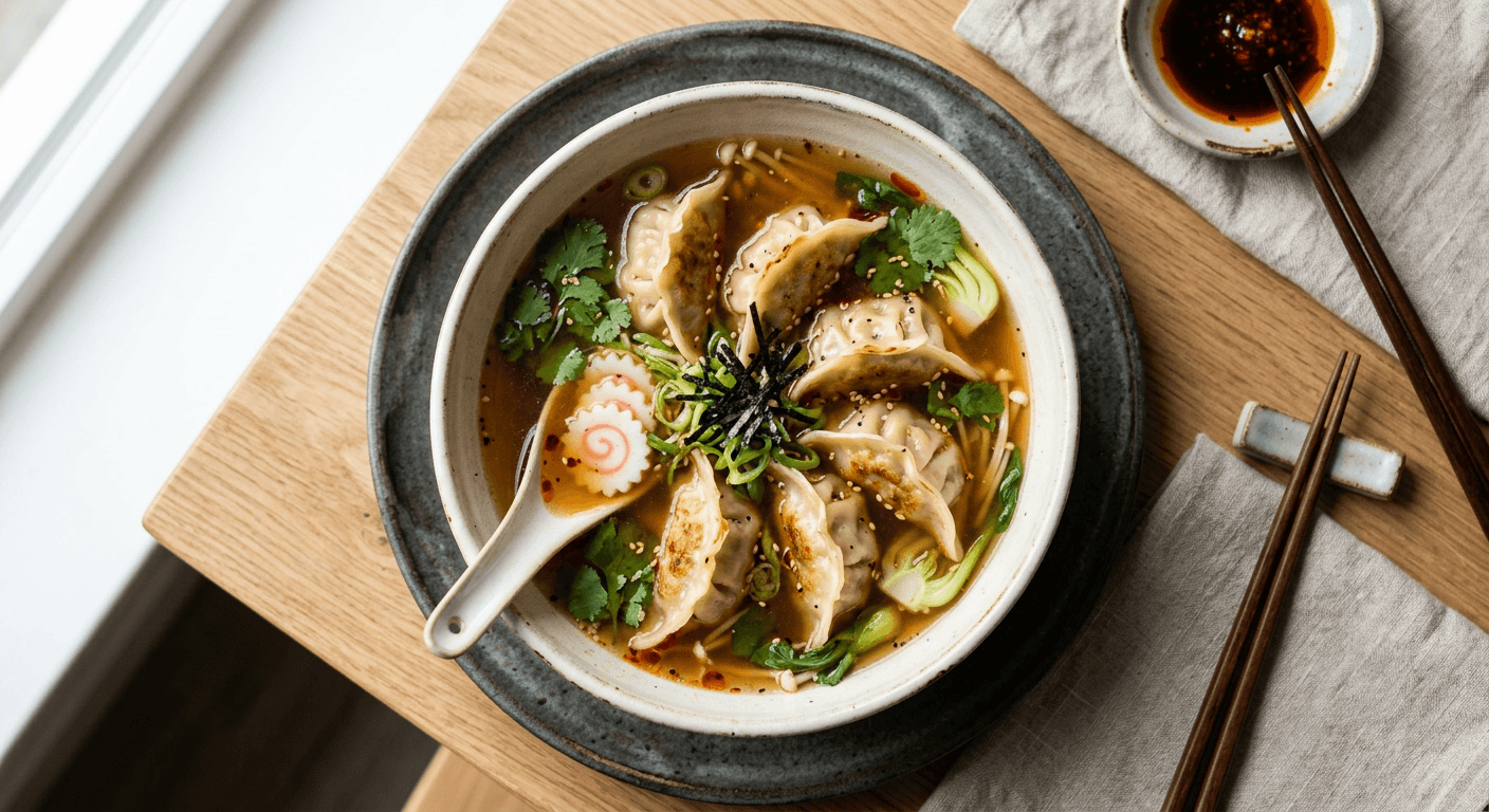 Japanese Style Gyoza-Wonton Hybrid Soup