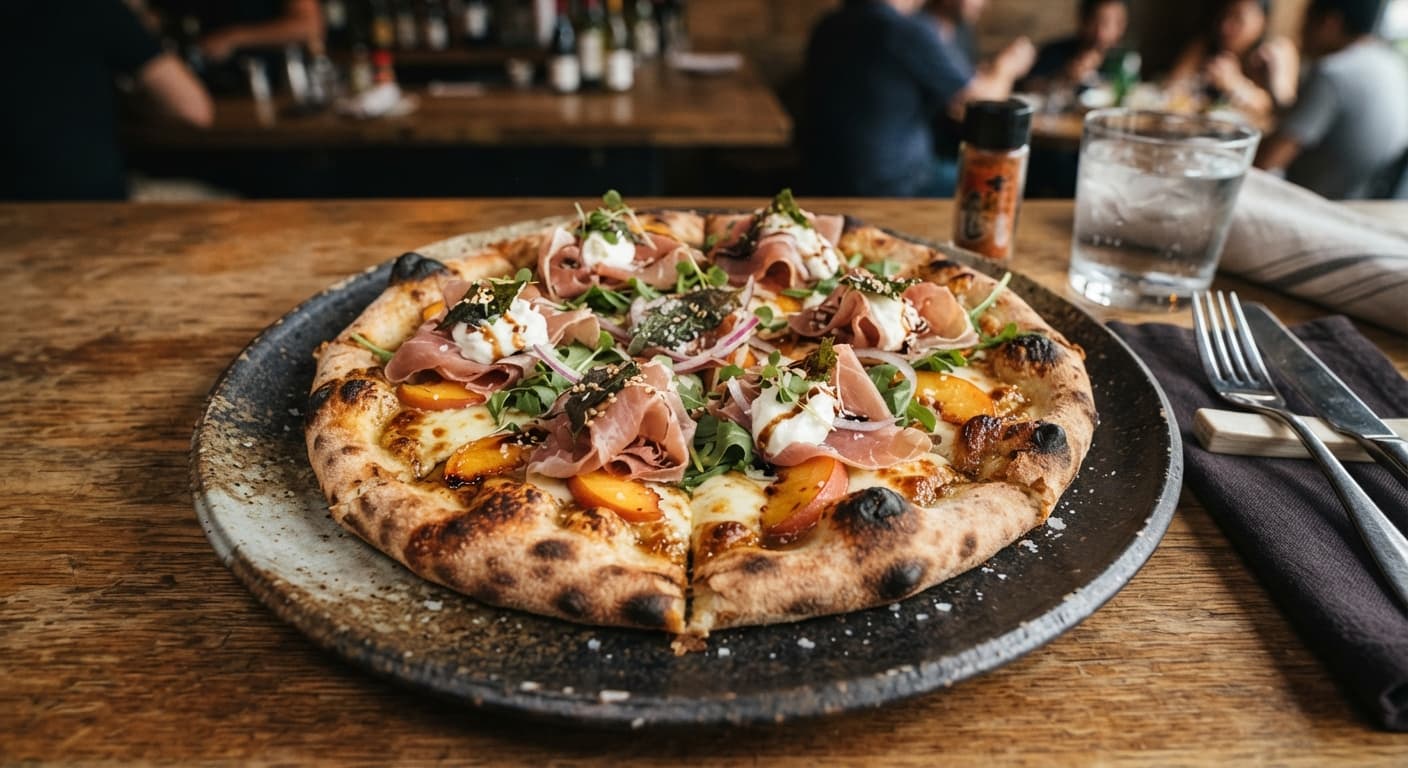 Japanese‑Style Prosciutto & Peach Pizza with Miso‑Butter Glaze