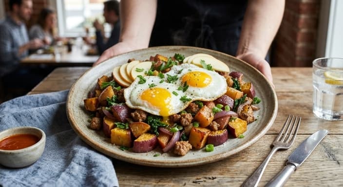 Japanese Sweet Potato & Apple Breakfast Hash