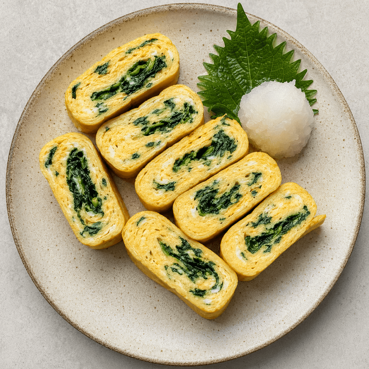 Japanese Tamagoyaki-Style Rolled Omelet with Spinach (Low-Carb)