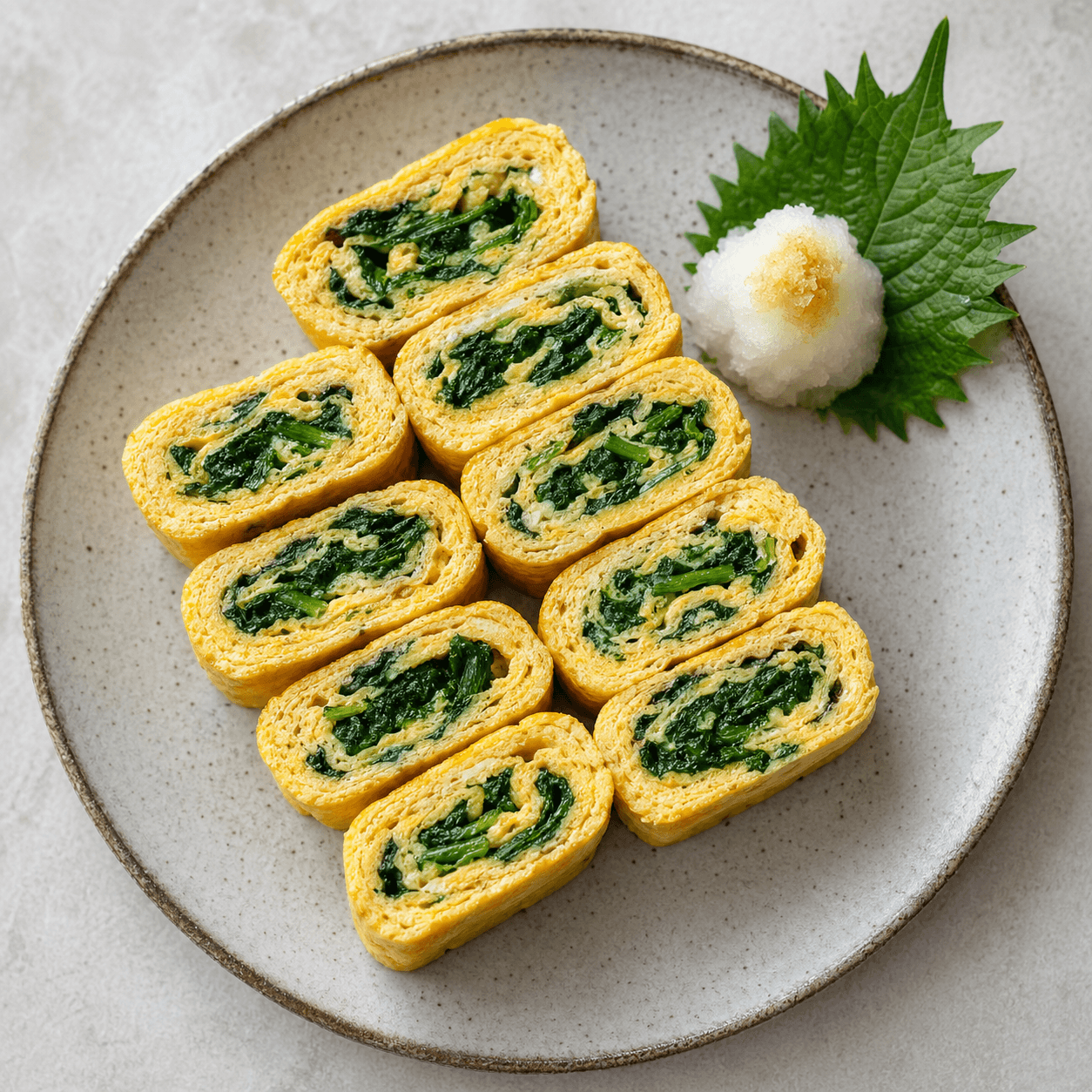 Japanese Tamagoyaki-Style Spinach Omelet Rolls