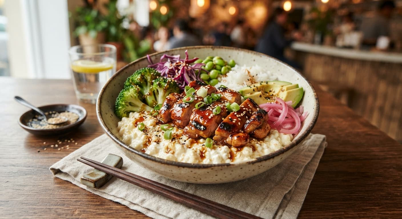 Japanese Teriyaki Chicken Cottage Cheese Bowl