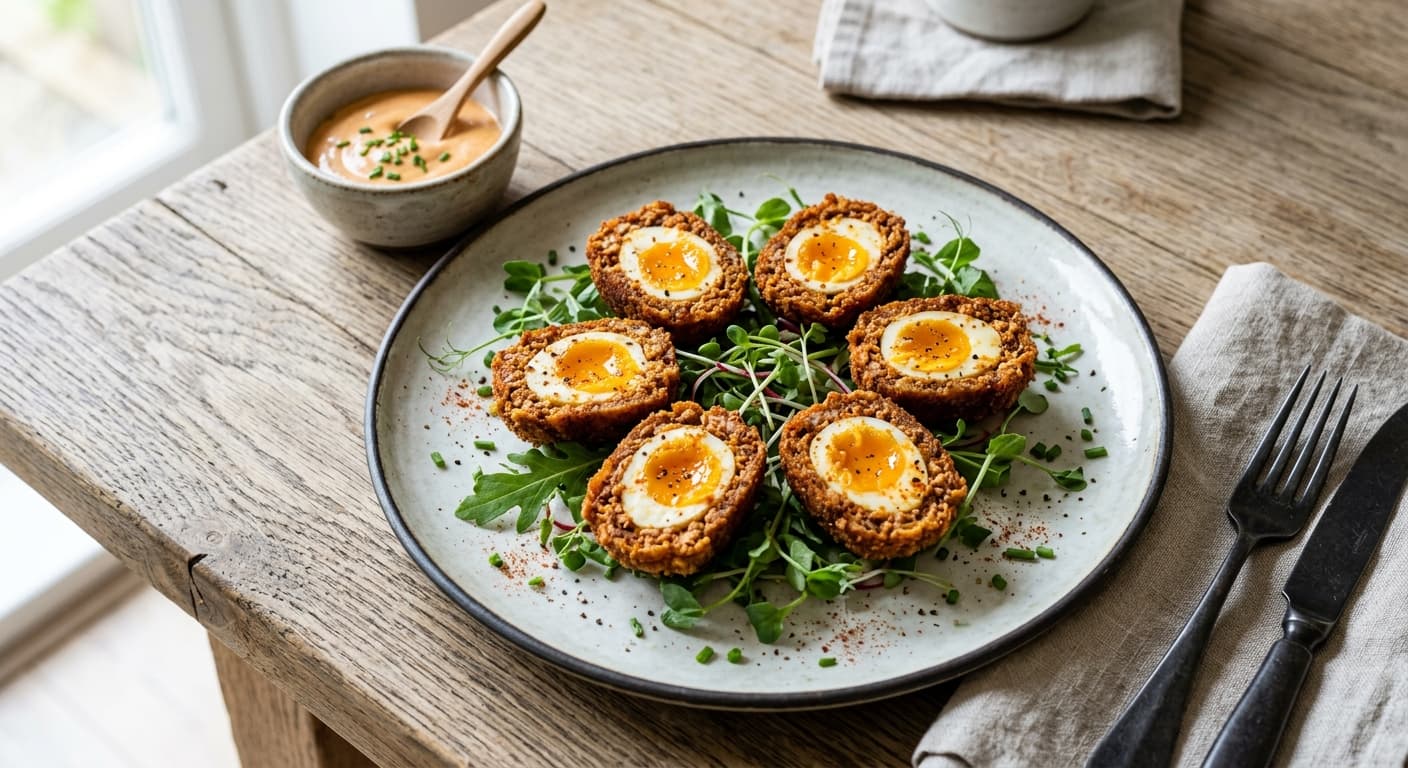 Keto Scotch Quail Eggs with Chorizo Crust