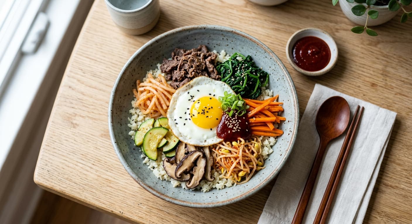 Korean Bibimbap with Cauliflower Rice