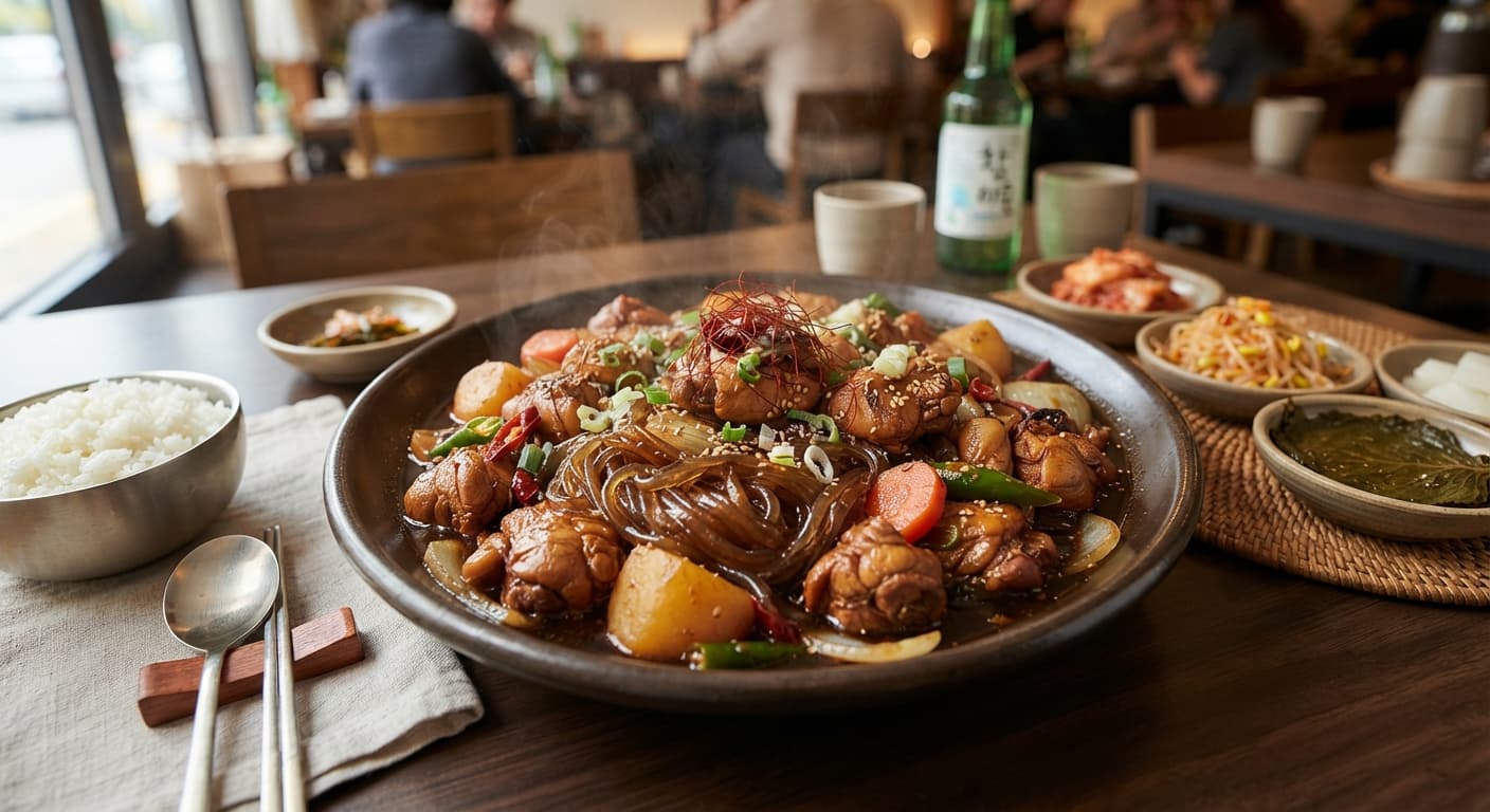 Korean Braised Chicken (Andong Jjimdak) with Glass Noodles