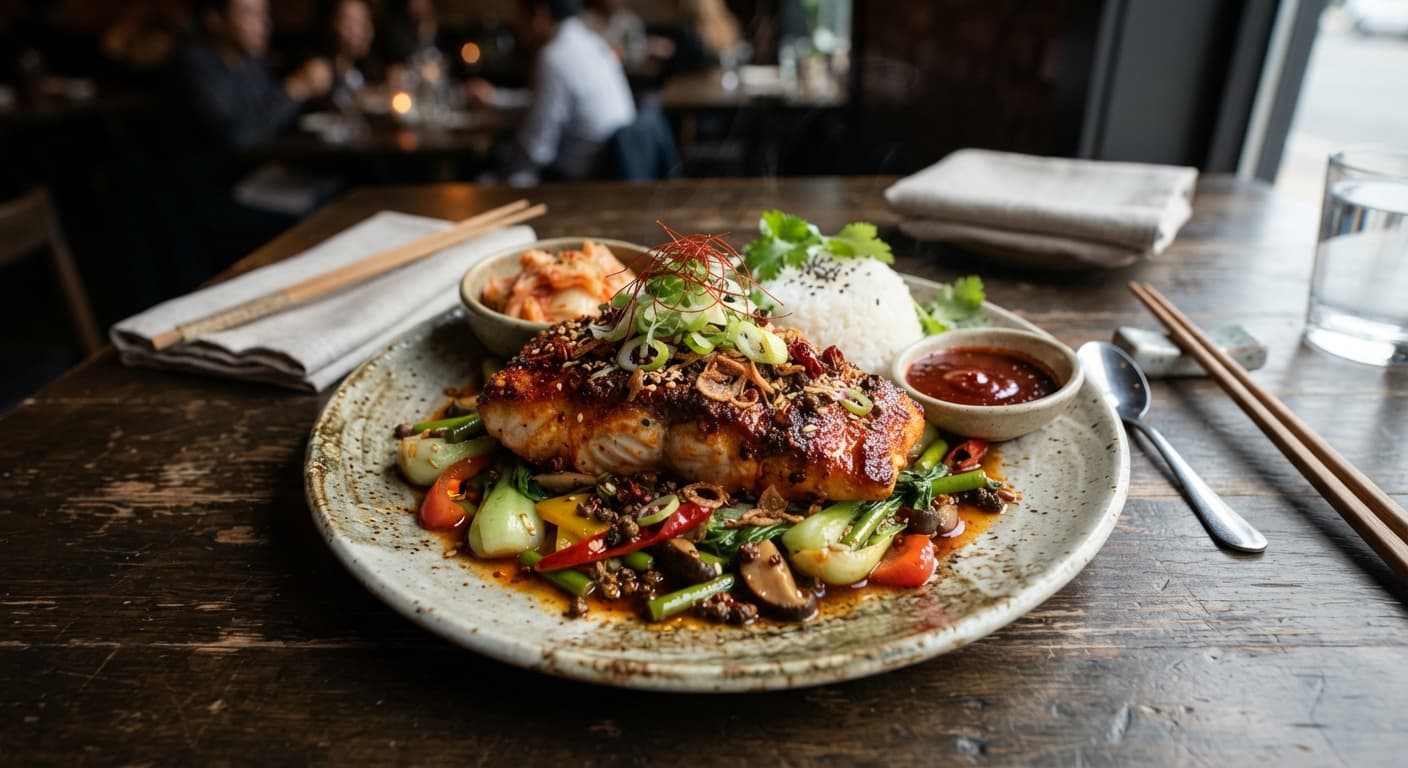 Korean Gochujang-Crusted Snapper with Szechuan Heat