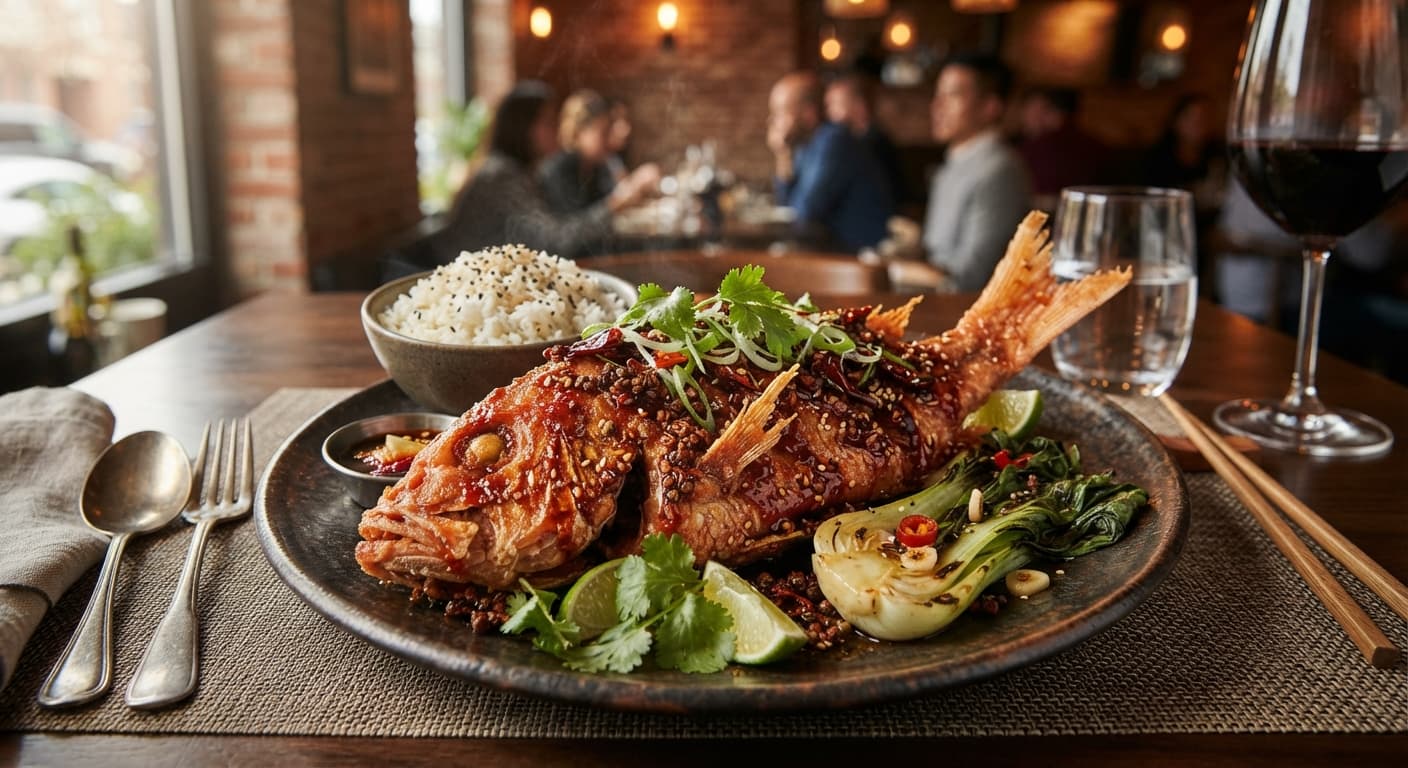 Korean Gochujang Fried Snapper with Szechuan Pepper