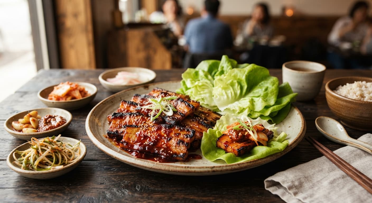 Korean Gochujang Pork Belly Lettuce Wraps
