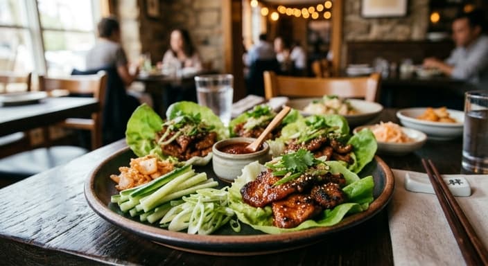 Korean Gochujang Pork Lettuce Wraps with Cucumber