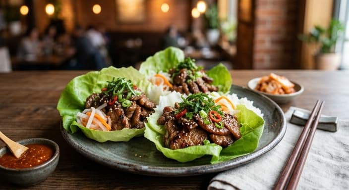 Korean-Inspired Pork Bulgogi Lettuce Bowls with Spinach