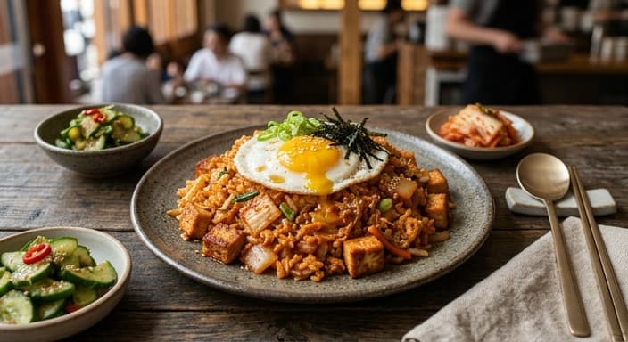 Korean Kimchi Fried Rice with Tofu