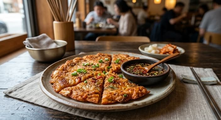 Korean Pancake (Kimchi Jeon) with Dipping Sauce