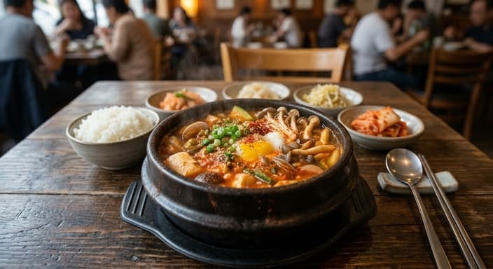 Korean Soft Tofu Stew (Sundubu-Style) with Mushrooms
