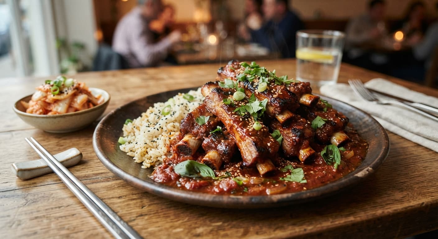 Korean Spareribs in Spiced Tomato‑Basil Sauce (Comfort Food)