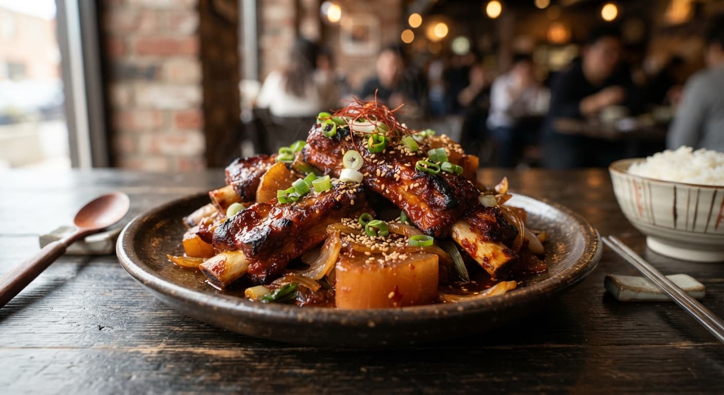 Korean Spareribs with Fermented Chili Paste and Daikon Radish
