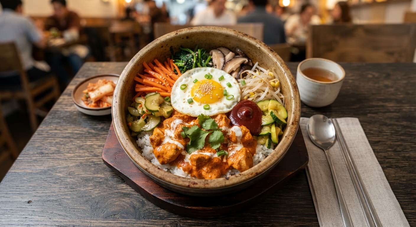 Korean‑style Butter Chicken Bibimbap