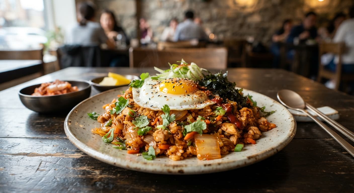 Korean‑style Masala Kimchi Fried Rice
